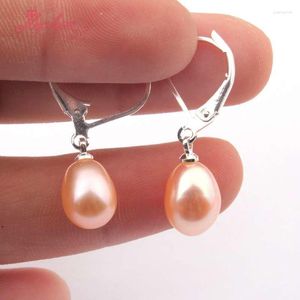 Dangle Earrings 7-8mm Teardrop Elegant Freshwater Pearl Fashion Jewelry Christmas Party Gifts Stud Hoop White Pink Purple Black