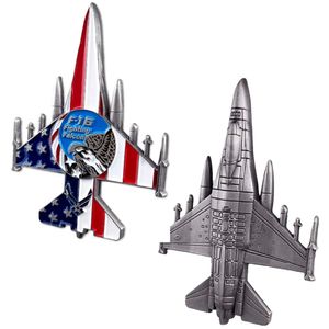 USAF F16 Challenge Coin Falcon Fighter Collectible Military Aircraft Shape Badge Model Airplane