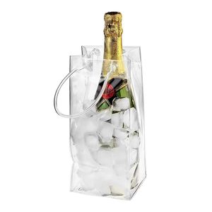 Летний портативный пластиковый мешок для льда, одна бутылка, самогерметизирующиеся прозрачные охлаждающие пакеты, сумка для хранения напитков, шампанского, пищевой контейнер, кухонный Bolsa De Hielo De Plastico