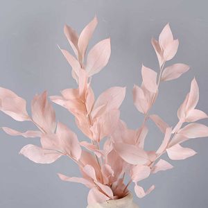 Dried Flowers 5PCS Natural Preserved Lily Bamboo Bouquet Wedding Orange Leaves Arrangement Decorations Home Decor