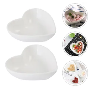 Dinnerware Sets 2 Pcs Heart Shaped Bowl Ceramic Salad Noodle Holder Dessert Plate Home Bowls Ceramics Kitchen Supplies Rice Baby