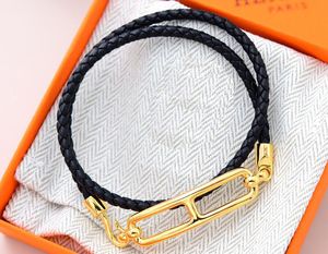 5A Charm Bracelets HM pulseira de couro genuíno em preto para mulheres com bolsa de pó tamanho da caixa 16-21 Fendave