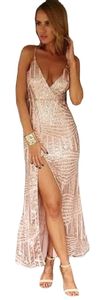 Sexy Alluring Long prom Dresses Spaghetti Straps Bling Bling Gold Champagne Backless V Neck High Side Split Nigh Out Dresses Formal Gowns