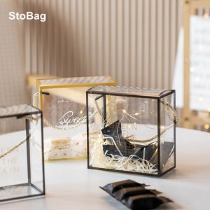 Present Wrap Stobag 10st Transparent Portable Box Wedding Birthday Party Baby Shower Baking Cookies Cake Boxes and Packaging Decoration 230625