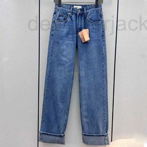 Женские джинсы Дизайнерские женские брюки с буквенным узором со стразами Девушки Хлопок Высококачественный бренд Ковбойская повседневная верхняя одежда из джерси Джинсовые длинные прямые брюки 2W9L
