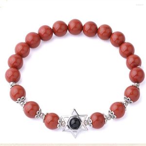 Charm Bracelets Wholesale 6pcs/Lot 8mm Stone Beads Star Of David Female Jewelry Natural Cloud Crystal Amethystss Rosewood Bracelet