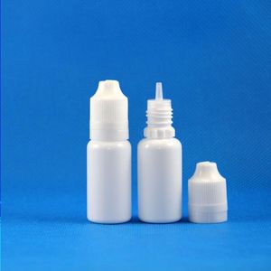 Udhlx 100 Sätze/Los 15 ml Kunststoff-Tropferflaschen, manipulationssichere, kindersichere Doppelkappen, lange, dünne Nadelspitzen, weiße Flaschen für E-Zigaretten, 15 ml