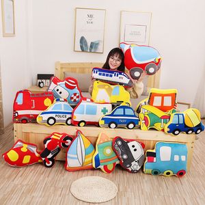 Animali di peluche ripieni Cartoon Car Shape Pillow Boy Vehicle Lover's Kawaii Room Decoration Pp Cotton Filled Car Excavator Doll Rocket Pillow 230626