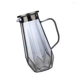 Yemek takımı çay sürahi kapağı kolu soğuk su jug ev aksesuar tedariki ev su ısıtıcısı suyu 23x14cm gri cam uygun sürahi