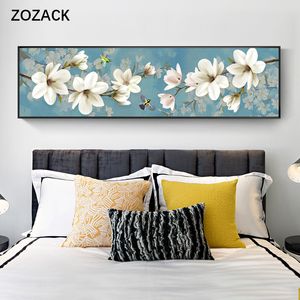 Dekorativa blommor kransar zozack cross stitch broderi kit 11ct målade magnolia fågelmönster tryckt på duk diy handarbete dmc hem dekor 230625