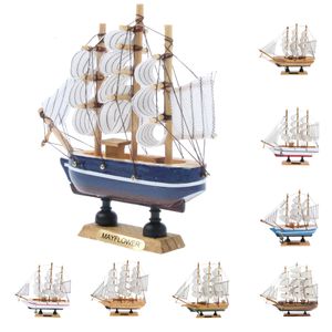 Modelluppsättning Nautisk sjöman Ship Model Boat Wood Sailing Boat Home Office Decor 14cm 230625