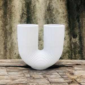 Arts and Crafts Stripe Beton Candle Holder Silikonowa forma Ushade Cement Wazon Wazon ręcznie robiony wystrój domu Nordic Style 230625