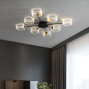 Lampadari Lampadario a soffitto a led Luci da interno nero per soggiorno Sala da pranzo Apparecchio per camera da letto Cucina El Lampada in acrilico Montaggio superficiale