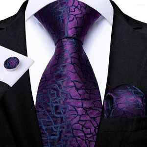 Bow Ties Purple Black Novelty 2023 Elegant Mens Hanky ​​Cufflinks Silk Slips för män Bröllopsfest Affärsmodemärke Hi-Tie