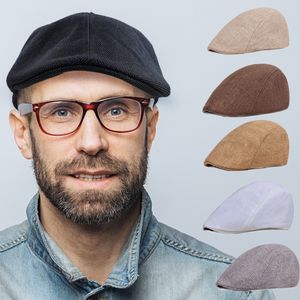 Sumemr Uomo Casual Berretti a rete Stile britannico Berretto strillone Cappello retrò Inghilterra Cappello Uomo Cappelli con visiera Pittore Cappellini in rete traspirante