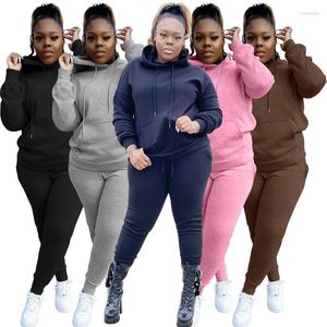 Tracksuits Two Piece Set Women Casual Plus Size Clothing Long Sleeve Hoodies Top and Pants Passar Autumn Winter Thicken Tracksuit Outfits