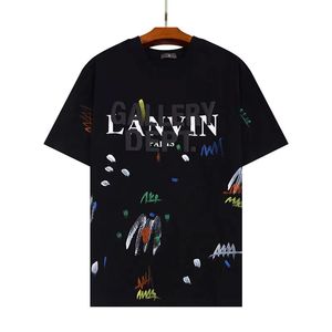 霧の手描きの落書きスプレーインク男性と女性のためのショートスリーフTシャツ1lanvin T-Shirt111122