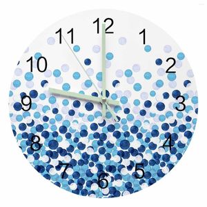 Relógios de parede Farmhouse Aquarela Dot Gradient Blue Navy Luminous Point Clock Ornaments Home Round Silent Living Room Decor