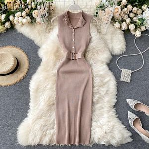 Dress Oceanlove Dress Knitted Sexy Club Sheath Bodycon Dresses Women Solid Sashes Stretch Button Vestidos 2020 Summer Robes 17282