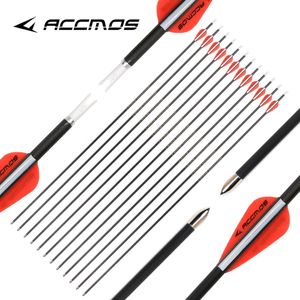 Bow Arrow 12pc Hot Pure Carbon Arrow Spine 600 700 800 900 1000 1100 1300 1500 1800 ID 4.2 mm Archery for Recurve Bow Hunting ShootingHKD230626