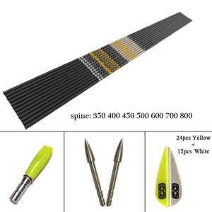 Bow Arrow + -0.001 Arrows Archery Spine 350 - 1000 ID4.2mm Carbon Arrows Shaft V1 V3 Vanes Recurve Bow LongBow Hunting Shooting 12SetHKD230626