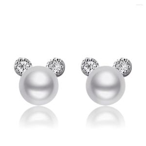 Studörhängen 10Pair Pearl Tiny Romantic Mouse Earring For Women Girl/She Crystal Zircon Studs Ear smycken Lucky Prevent Allergy