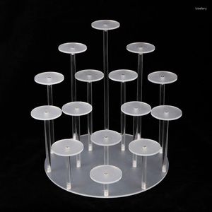 Smyckespåsar Premium Clear Round Riser Stands Acrylic Display Stand for Rings Earrings Mini Figurines Y08E