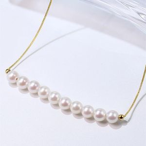 Chains ZHIXI Genuine 18K Gold Jewelry Necklace Natural Akoya Seawater Pearl Pendant Pure AU750 Adjustable Chain For Women Gift X517