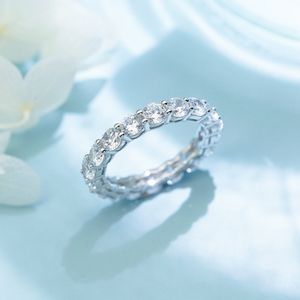 Eternity Promise Ring 4mm Diamond Cz 925 Sterling Silver Party Fedi nuziali per le donne Gioielli di fidanzamento da sposa