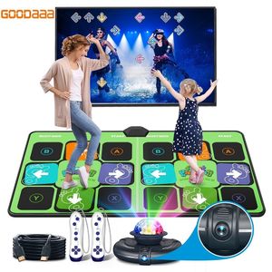 Jogo de esteira de dança para TVPC Family Sports Video Game Anti-slip Music Fitness Tapete Wireless Double Controller Folding Dancing Pad 230625