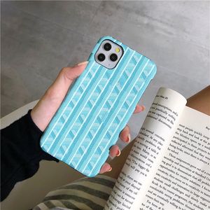 iPhone 15 Pro Max Designer Phone Case for Apple 14 13 12 11 XS XR 7 8 6 Plus Luxury PU Leather Edge-finishing Velvet Lined Half-body Mobile Back Cover Fundas Coque Light Blue