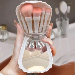 Makeup Brushes 5Pcs Shell Set With Mirror Powder Brush Eyeshadow Highlighter Foundation Mini Beauty Cosmetic Tool