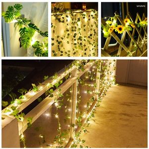 Strängar batteri kraft led blad blomma garland fairy sträng ljus trädgård utomhus lampa julsemester bröllop fest dekoration