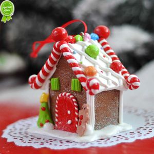 Julhusdekorationer Polymer Clay Scene House Hängande pedent Creative House Ornament Christmas Window Scene Layout Prop Prop