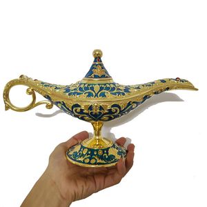 Dekorative Objekte Figuren 35 cm große Aladdin-Wunderlampe aus Metall Haushaltsornamente Geschenke Wohnzimmer Schrankdekoration Europäischer kreativer Retro-Genie 230625