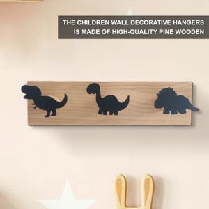 Hooks Rails Children's Room Dinosaur Wall Mounted Coat Trähängare för pojkar sovrum barnkammare lekrum dekorationer 230625