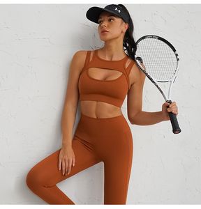Avrupa ve Amerikan Yoga Kıyafeti Dar Düz Renk Yüksek Mukavemetli Çıplak Hissedin Spor Takım Elbise Kadın Darbeye Dayanıklı Güzellik Geri Egzersizi Toplayın