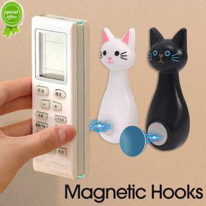 New Magnetic Hooks Cartoon Cat Shaped Wall Mount Strong Magnet Holder Hook for Remote Control Storage Holder Home Organizer Hooks