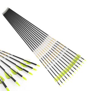 Bow Arrow Pure Carbon Arrows V1 ID4.2mm Spine350 - 1000 1.75 tum plastskovlar 80gr Tips för återkommande bågskyttejakt 6/12pcshkd230626