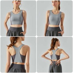 2023 Designer Lu Tank Top Crop Top Novo Contraste Ao Ar Livre Sports Underwear Beauty Back Bra Fiess Vest com Peito Pad Yoga Terno Running Gym Bra