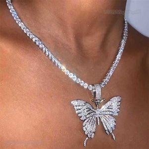 New Butterfly Pendant 925 Silver Necklace For Men And Women Hip Hop Fashion Accessories Shining Street Personality Full Diamond Necklace