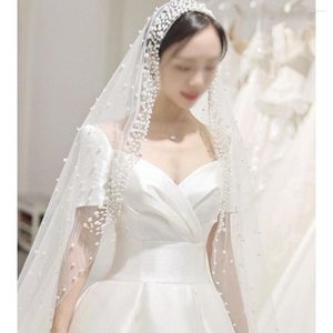 Headpieces Korean Style Super Fairy Wedding Po Headdress Beautiful Nails Pearls Travel Pography Modeling Long Tail Veil