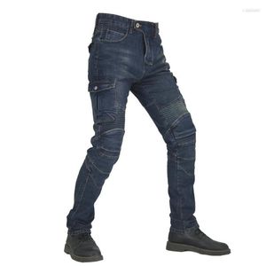 Abbigliamento da moto Motociclista Jeans da uomo Equipaggiamento protettivo Pantaloni da equitazione di sicurezza resistenti alla caduta Pantaloni da motocross blu multitasche