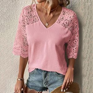 Damenblusen, Damen-T-Shirt, aushöhlen, Damen-Sommer-Top, Übergröße, Pullover