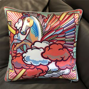 Kissen/dekoratives Kissen, modisch, Cartoon-Pegasus, Seide, Überwurf, Design, Kissenbezug, Sofa, Stuhl, Auto, Lendenkissen, Rückseite 230626