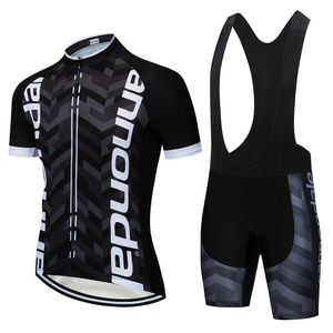 Conjuntos de roupas de ciclismo Preto roupas esportivas ao ar livre de manga curta roupas de mountain bike roupas profissionais masculinasHKD230625