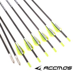 Bow Arrow Accmos Archery Accessories 40T ID 3.2 Spine 350-1000 Pure Carbon Arrow 0.009 tiro e caçaHKD230626