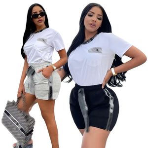 23ss women short sets Casual suit womens designer clothing Round neck Pure cotton logo embroidery Short sleeve t-shirt shorts set High quality Women Clothes