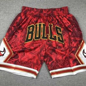 Calça masculina tigre ano limitado touros touros bull vermelho edição shorts de futebol de dupla camada de malha de malha de malha esportiva ngpk