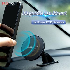 Profezzion Magnetic Car Phone Holder för iPhone 14/13/12 Pro Max Magsafe Phone Mount Round Car Dashboard Phone Holder